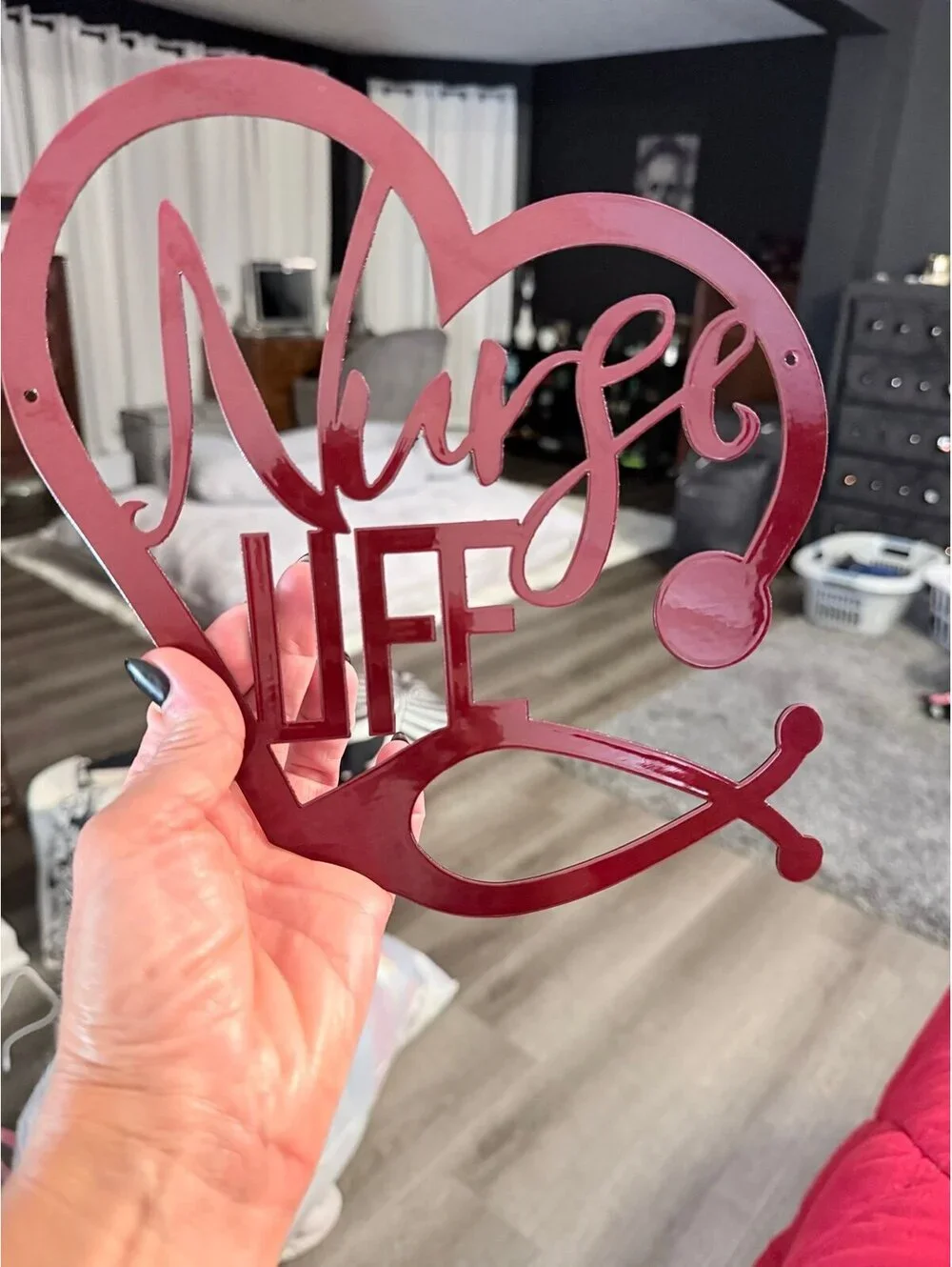 Nurse Life Metal Wall Decor – Heart Stethoscope Sign – Nurse Gift